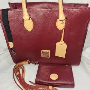 Dooney &Bourke Burgundy Leather Satchel with removable strap and coin/card purse